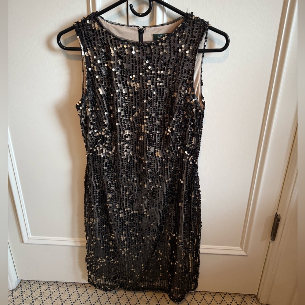Ralph Lauren gold sequin cocktail dress